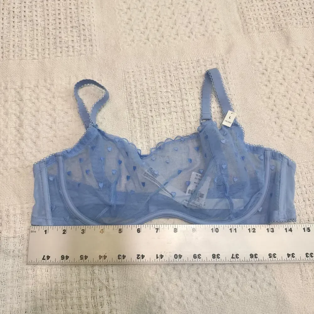 PINK Victoria’s Secret large Wink unlined heart embroidered scoop bra BC3 3211